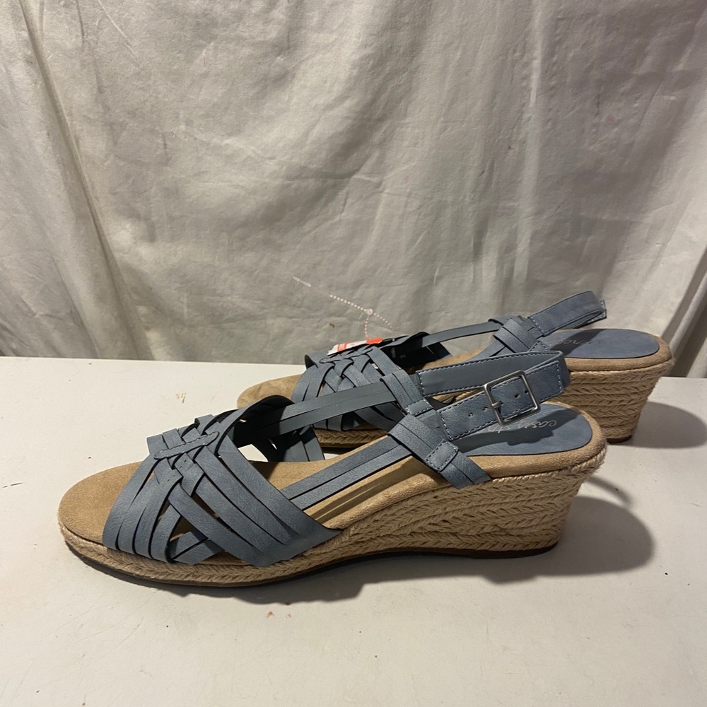 East streets slate  blue wedge sandals with buckle in various sizes all NWT
